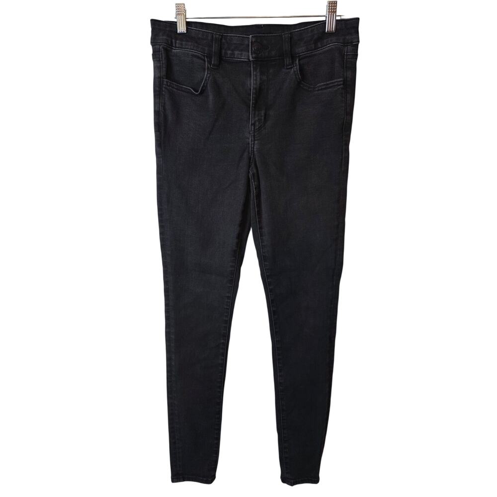 American Eagle Next Level Stretch Washed Black Skinny Jeans, 10 LONG